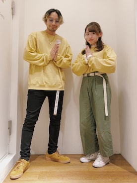 「JERZEES（ジャージーズ）のアイテム（スウェット）」を使った、higucciさん（メンズ・175cm）の冬コーディネート