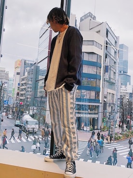 「koe×THOM BROWNE（コエトムブラウン）のアイテム」を使った、higucciさん（メンズ・175cm）の春コーディネート