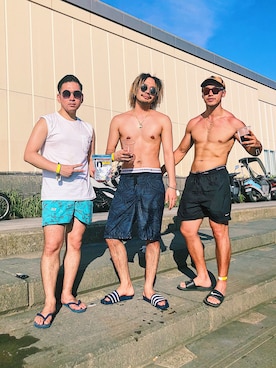 「SEVENDAYS=SUNDAY（セブンデイズサンデイ）のアイテム（シューズ）」を使った、higucciさん（メンズ・175cm）の夏コーディネート