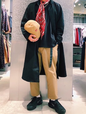 「koe（コエ）のアイテム（ダウンジャケット/コート）」を使った、higucciさん（メンズ・175cm）の秋コーディネート