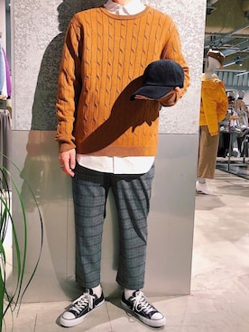 「koe（コエ）のアイテム（帽子）」を使った、higucciさん（メンズ・175cm）の秋コーディネート