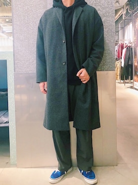 「koe（コエ）のアイテム（ダウンジャケット/コート）」を使った、higucciさん（メンズ・175cm）の秋コーディネート