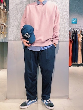 「koe（コエ）のアイテム（スウェット）」を使った、higucciさん（メンズ・175cm）の冬コーディネート