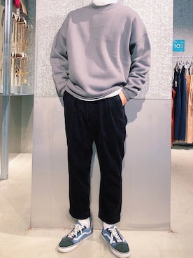 「koe（コエ）のアイテム（スウェット）」を使った、higucciさん（メンズ・175cm）の冬コーディネート