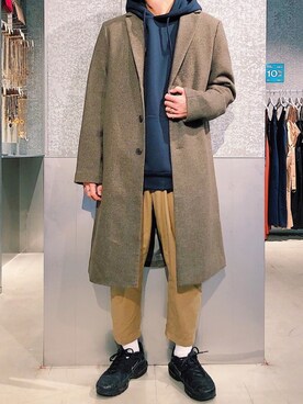 「koe（コエ）のアイテム（ダウンジャケット/コート）」を使った、higucciさん（メンズ・175cm）の冬コーディネート