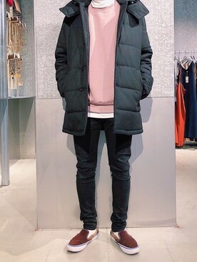 「koe（コエ）のアイテム（ダウンジャケット/コート）」を使った、higucciさん（メンズ・175cm）の冬コーディネート