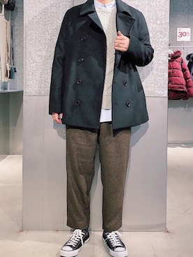 「koe（コエ）のアイテム（ダウンジャケット/コート）」を使った、higucciさん（メンズ・174cm）の冬コーディネート