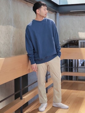 「koe（コエ）のアイテム（スウェット）」を使った、higucciさん（メンズ・174cm）の春コーディネート