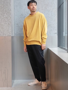 「koe（コエ）のアイテム（スウェット）」を使った、higucciさん（メンズ・174cm）の春コーディネート