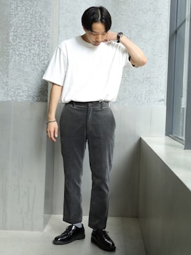 「koe×THOM BROWNE（コエトムブラウン）のアイテム」を使った、higucciさん（メンズ・174cm）の夏コーディネート