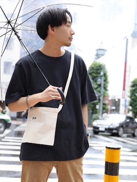 「koe×THOM BROWNE（コエトムブラウン）のアイテム」を使った、higucciさん（メンズ・174cm）の夏コーディネート