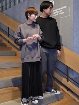 「koe（コエ）のアイテム（スウェット）」を使った、higucciさん（レディース・174cm）の秋コーディネート