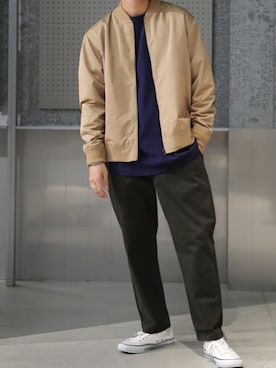 「koe（コエ）のアイテム（ブルゾン）」を使った、higucciさん（メンズ・174cm）の秋コーディネート