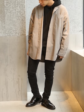 「チェック柄に恋してる」｜「アイテム（パーカー）」を使った、higucciさん（メンズ・174cm）の秋コーディネート