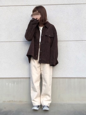「しまむら（シマムラ）のアイテム（ミリタリージャケット）」を使った、ミィさん（レディース・152cm）の春コーディネート