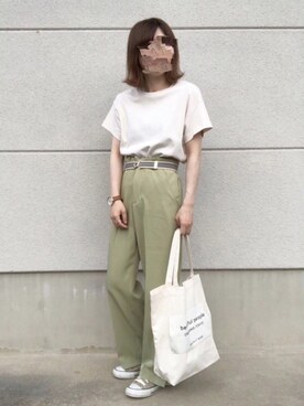 「ピスタチオ」｜「アイテム（腕時計）」を使った、ミィさん（レディース・152cm）の春コーディネート