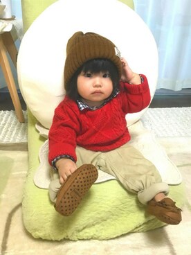 「babygap」｜「アイテム（モカシン/デッキシューズ）」を使った、suuu3さん（キッズ・70cm）の秋コーディネート