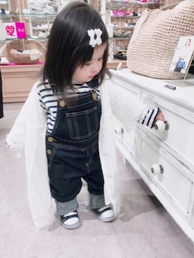 「ガウン」｜「アイテム（オールインワン・サロペット）」を使った、suuu3さん（キッズ・70cm）の春コーディネート