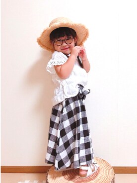 「アイテム（スカート）」を使った、suuu3さん（キッズ・90cm）の夏コーディネート