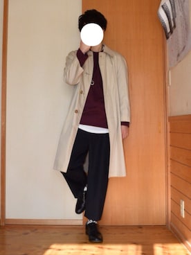 「no brand（ノーブランド）のアイテム（トレンチコート）」を使った、げた〓さん（メンズ・173cm）の冬コーディネート