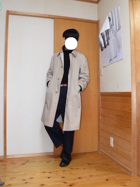 「no brand（ノーブランド）のアイテム（トレンチコート）」を使った、げた〓さん（メンズ・173cm）の冬コーディネート