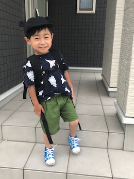 「Right-on（ライトオン）のアイテム（バッグ）」を使った、☁︎•ꇵ͒•`s☺︎+sa*॰¨̮さん（キッズ・90cm）の夏コーディネート