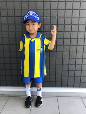 「サッカー」｜「アイテム（その他）」を使った、☁︎•ꇵ͒•`s☺︎+sa*॰¨̮さん（キッズ・90cm）の夏コーディネート