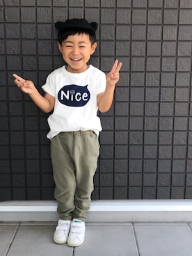 「devirock（デビロック）の【旧モデル】裏毛スウェットサルエルパンツ スウェットパンツ（その他パンツ）」を使った、☁︎•ꇵ͒•`s☺︎+sa*॰¨̮さん（キッズ・100cm）の夏コーディネート