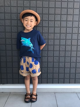 「Moujonjon（ムージョンジョン）のアイテム（その他パンツ）」を使った、☁︎•ꇵ͒•`s☺︎+sa*॰¨̮さん（キッズ・92cm）の夏コーディネート