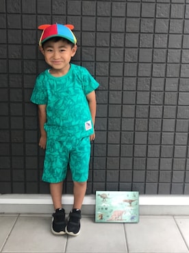 「FLYING TIGERS（フライングタイガー）のアイテム（帽子）」を使った、☁︎•ꇵ͒•`s☺︎+sa*॰¨̮さん（キッズ・100cm）の夏コーディネート