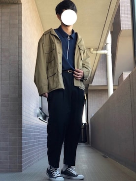 「CONVERSE（コンバース）のCONVERSE コンバース オール スター オックス / ALL STAR OX(BLACK) 32160321（スニーカー）」を使った、ショーさん（メンズ・173cm・10代）の春コーディネート