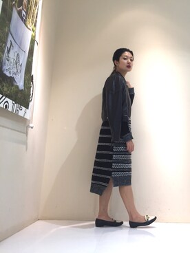 「OSMOSIS（オズモーシス）のアイテム（ライダースジャケット）」を使った、uca.さん（レディース・163cm）の冬コーディネート