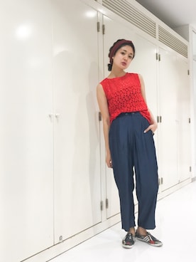 「アイテム（タンクトップ）」を使った、uca.さん（レディース・163cm）の春コーディネート