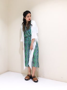 「OSMOSIS（オズモーシス）のアイテム（オールインワン・サロペット）」を使った、uca.さん（レディース・163cm）の夏コーディネート