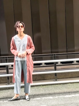 「OSMOSIS（オズモーシス）のアイテム（シャツワンピース）」を使った、uca.さん（レディース・163cm）の春コーディネート