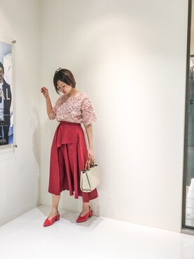 「赤いスカート」｜uca.さん（レディース・163cm）の春コーディネート