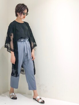 「チュール」｜「アイテム（その他アウター）」を使った、uca.さん（レディース・163cm）の春コーディネート