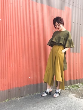 「スネーク柄」｜「アイテム（サンダル）」を使った、uca.さん（レディース・163cm）の春コーディネート