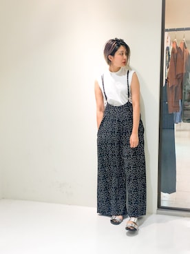 「OSMOSIS（オズモーシス）のアイテム（オールインワン・サロペット）」を使った、uca.さん（レディース・163cm）の夏コーディネート