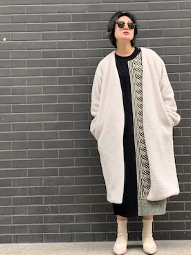 「OSMOSIS（オズモーシス）のアイテム（その他アウター）」を使った、uca.さん（レディース・163cm）の冬コーディネート