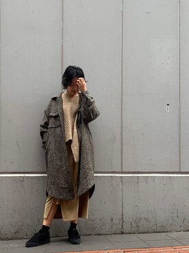 「OSMOSIS（オズモーシス）のアイテム（ステンカラーコート）」を使った、uca.さん（レディース・163cm）の冬コーディネート