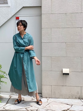 「OSMOSIS（オズモーシス）のアイテム（シャツワンピース）」を使った、uca.さん（レディース・163cm）の春コーディネート