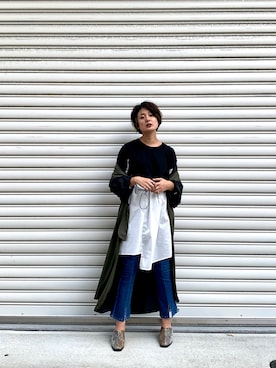 「OSMOSIS（オズモーシス）のアイテム（その他アウター）」を使った、uca.さん（レディース・163cm）の秋コーディネート