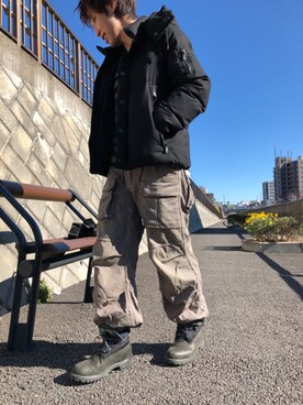 「CABANE de ZUCCa（カバンドズッカ）のアイテム（パンツ）」を使った、Ippo さん（メンズ・166cm）の冬コーディネート