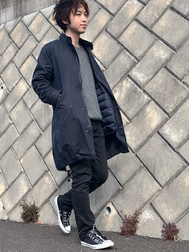 「SENSE OF PLACE by URBAN RESEARCH（センスオブプレイスバイアーバンリサーチ）のアイテム（モッズコート）」を使った、Ippo さん（メンズ・166cm）の冬コーディネート