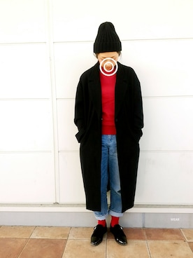 「オックスフォードシューズ」｜「アイテム（チェスターコート）」を使った、siii.Hさん（レディース・156cm）の冬コーディネート
