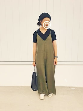 「OVoVO（オーヴォ）のアイテム（サロペット/オーバーオール）」を使った、siii.Hさん（レディース・156cm）の夏コーディネート