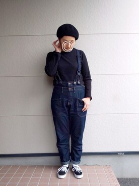 「リブ　」｜「アイテム（ハンチング/ベレー帽）」を使った、siii.Hさん（レディース・156cm）の冬コーディネート