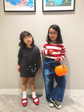 「GLOBAL WORK（グローバルワーク）のアイテム（その他）」を使った、ひーちゃんひなちゃんさん（キッズ・105cm）の秋コーディネート
