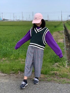 「WC（ダブル シー）のアイテム（スウェット）」を使った、Reiさん（キッズ・145cm）の春コーディネート